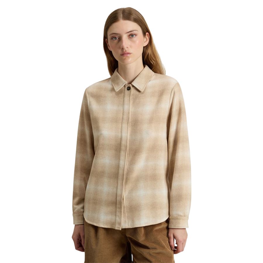 Camicia da donna in misto lana italiana Hombre Beige Woolrich | CFWWSI20028912